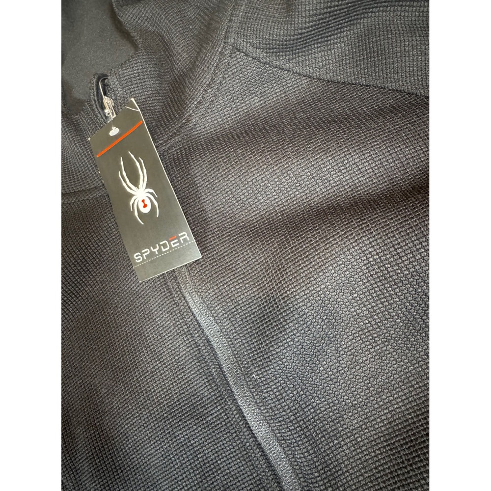 Spyder Womens Full Zip Hooded Waffle Knit Jacket Black SPFFD005-001 Large NWT